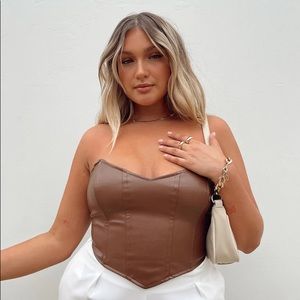 Princess Polly Jessica PU Bustier Brown Vegan Leather